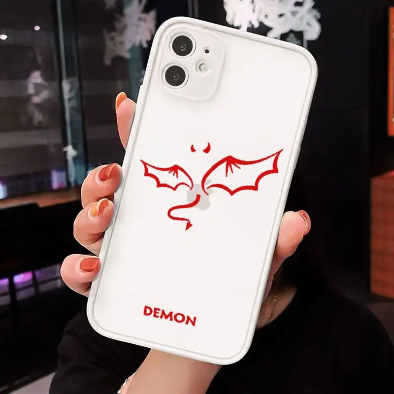 

Demon Angel Couple BFF Cartoon Phone Cases Matte For iPhone 12 Mini 11 Pro XR XS Max 7 8 Plus X Hard PC Back Cover
