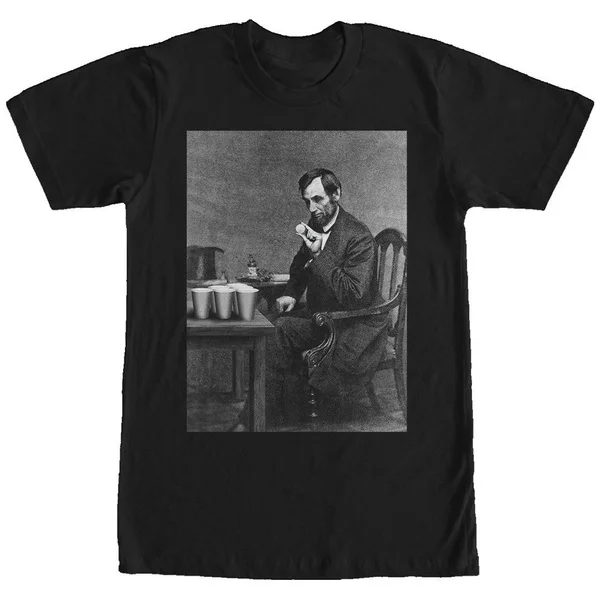 

Lost Gods Abe Lincoln Beer Pong Mens Graphic T Shirt Men T Shirt Great Quality Funny Man Cotton Fashion T-Shirt Men Clothing