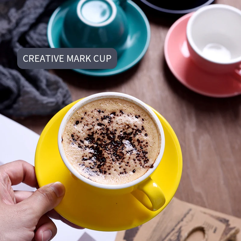 

220 ml high-grade ceramic coffee cups Coffee cup set Simple European style Cappuccino flower cups Latte