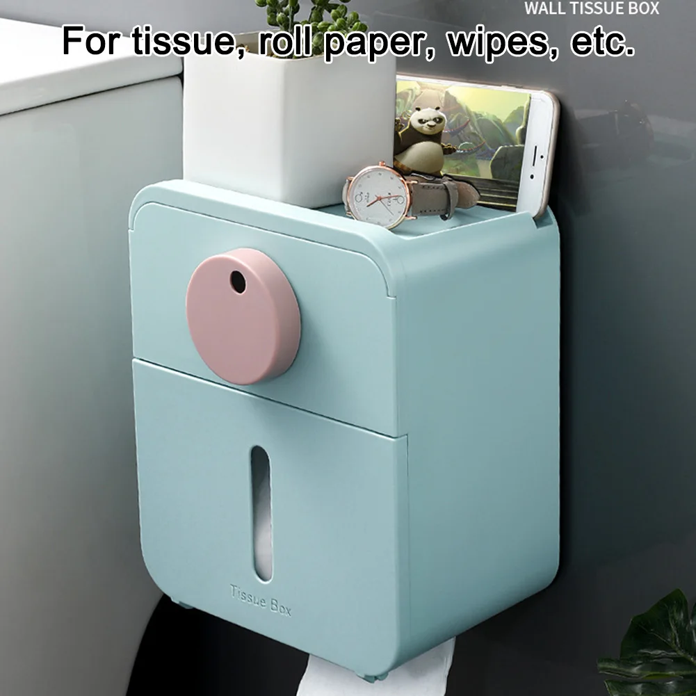 

Waterproof Toilet Paper Holder Plastic Paper Towels Holder Wall Mounted Bathroom Shelf Storage Box Portable Toilet Roll Holder