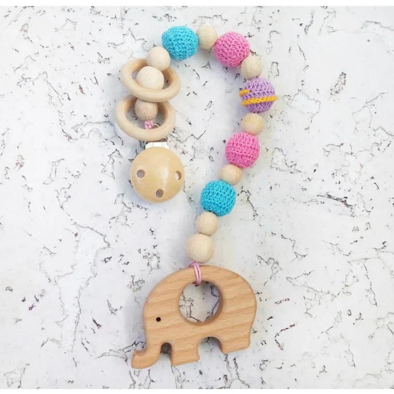 Clip de madera para chupete de beb&eacute;, Clips de madera para chupete de beb&eacute; de haya Natural, patr&oacute;n de Animal, accesorios para cadena de chupete DIY, 50 Uds. Por lote-4