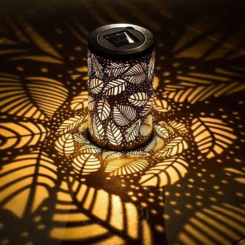 Vintage Retro Solar Lantern Light Outdoor Garden Metal Leaf Shadow Hanging For Home Patio Yard Pathway | Освещение