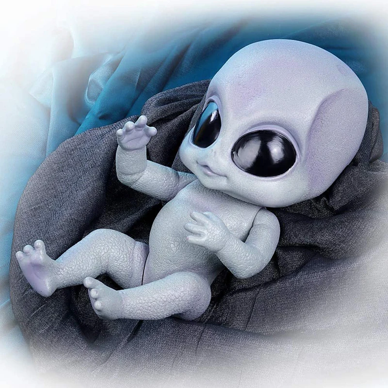 

Newly 14 inch Cute Realistic Aliens Baby Dolls Hand-Detailed Painting Reborn Dolls Vinyl Full Body Poseable Toys XSD88