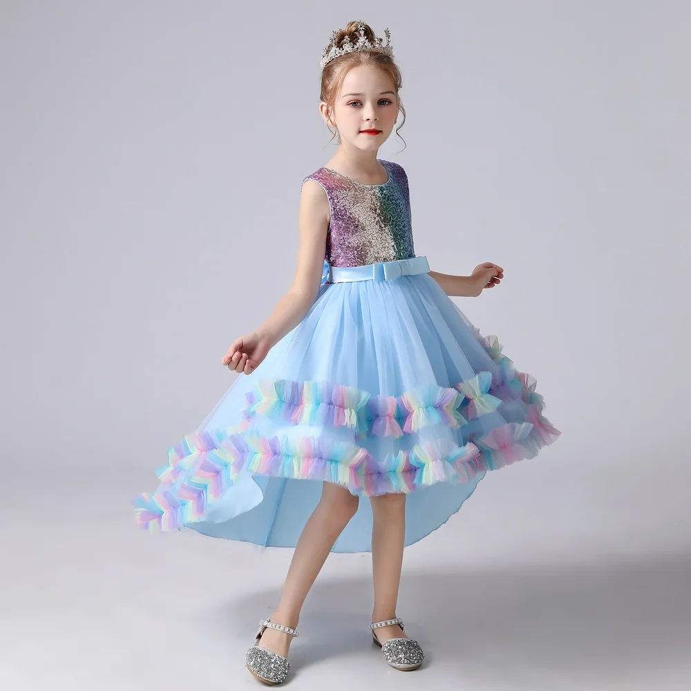 

Children Sequin Prom Dresses for Girls Flower Girl Gown Evening Dress for Weddings Kids Lace Princess Dress for Baby Girls 2-12Y