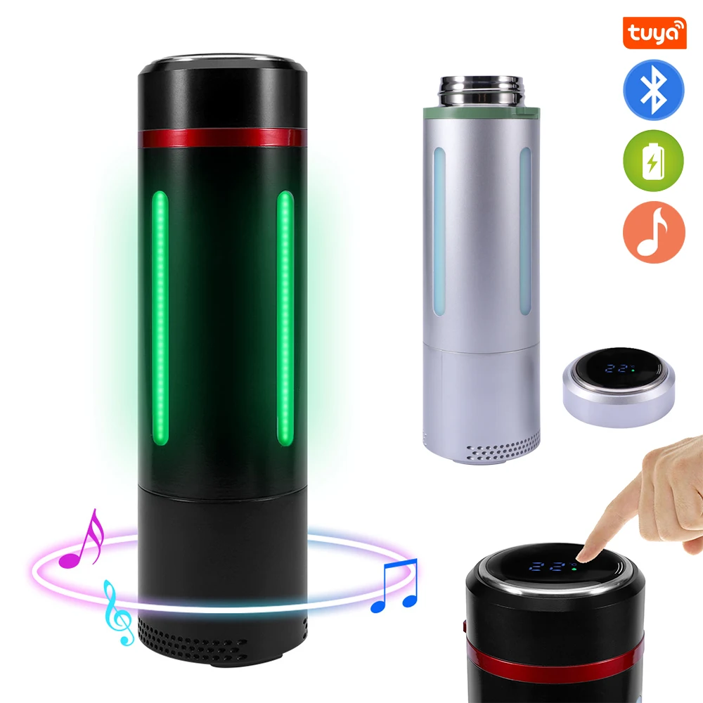 3-in-1 LED Light Smart Water Bottle USB Charging Music Water Bottle Stainless Steel Thermos Mugs17oz 500ml Travel Insulated Cup