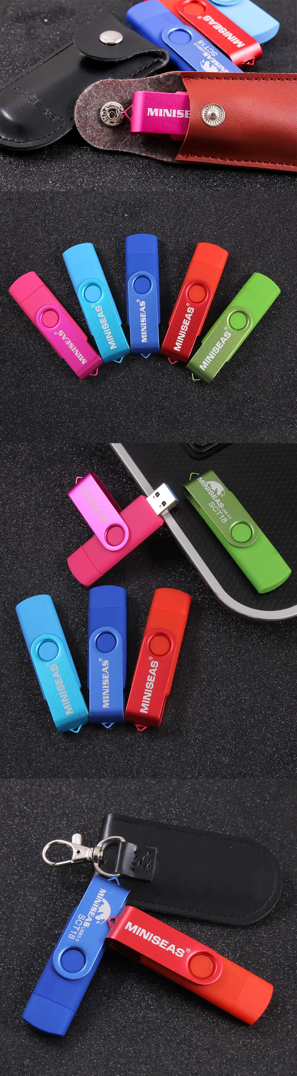 Новинка, Miniseas, usb 3,0, OTG, 64 ГБ, флеш-накопитель, USB флеш-накопитель, внешняя карта памяти, 32 ГБ, 16 ГБ, Micro USB, флешка, сумка