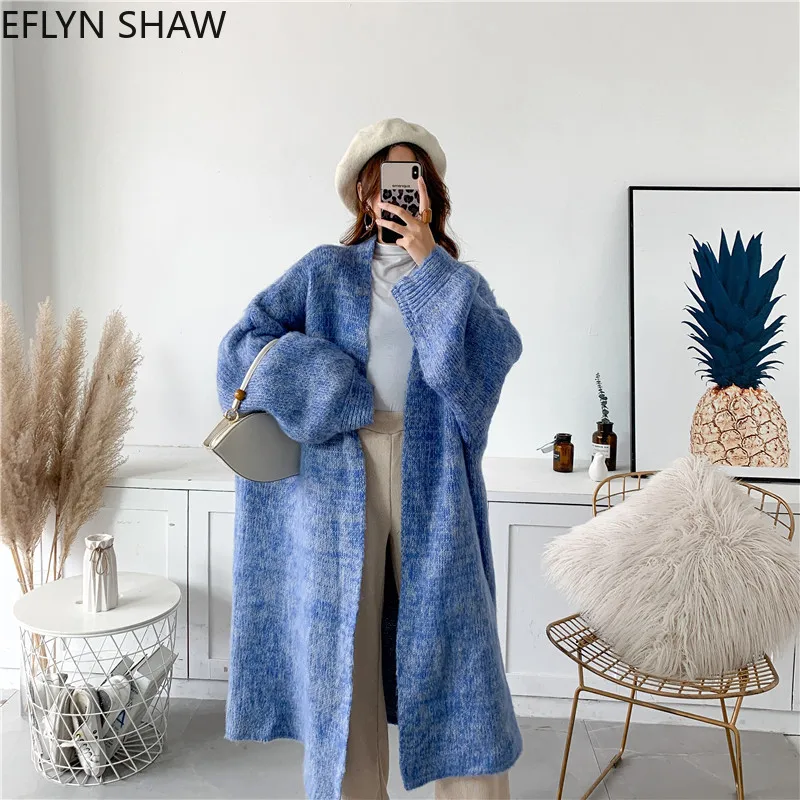 Maxi Cardigan Women Thick Coarse Oversize Sweaters Coat Japan Cozy Knitted Batwing Sleeves Long Female Jumper |