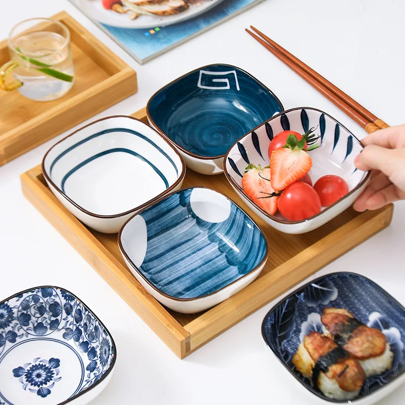

Japanese Style and Wind Small Dish Sifang Dessert Dish Restaurant Kitchen Tableware Dip Dish Seasoning Dish