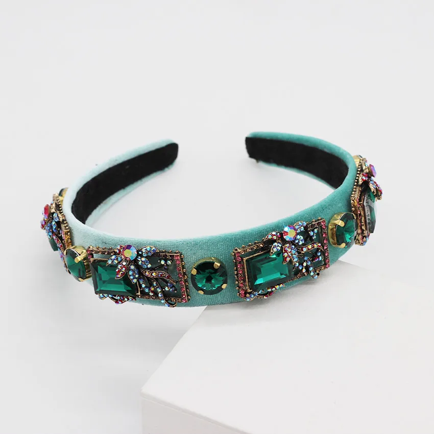 European and American Baroque flannel color rhinestone headband luxury temperament geometric ball wild personality 882 | Украшения и