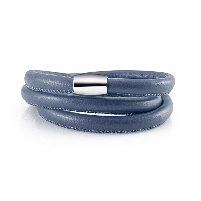 Трехслойный кожаный браслет для мужчин и женщин ювелирные изделия магнитные