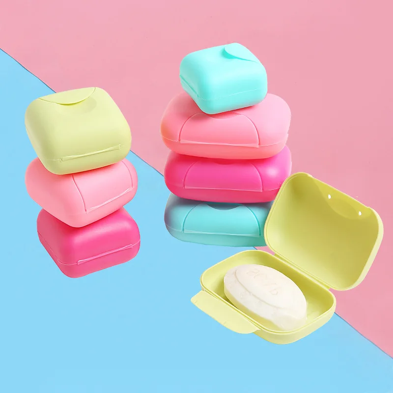

Creative Portable Travel Handmade Soap Box Bathroom Mini Candy Color Leakproof Cover with Lock Buckle Soap Storage Organizer