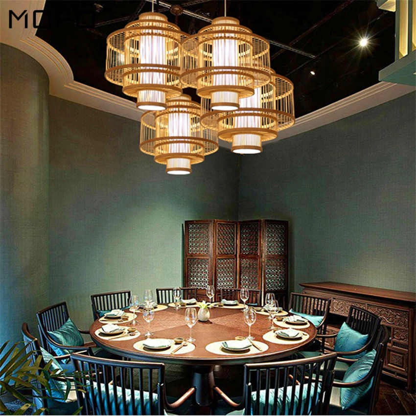 

Chinese Bamboo Wooden Pendant Lights Lighting Living Room Individual Theme Restaurant Pendant Lamp Diy Light Fixtures Luminaire