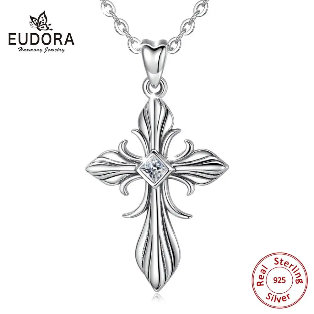 Подвеска с крестом EUDORA из серебра 925 пробы кубическим цирконием ААА роскошные
