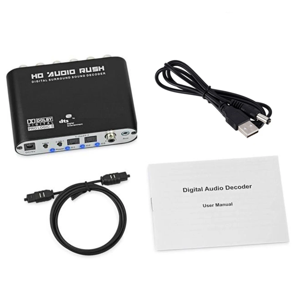 

Digital 5.1 EU Audio Decoder Dolby Dts/Ac-3 Optical To 5.1-Channel RCA Analog Converter Sound Audio Adapter Amplifier Converter