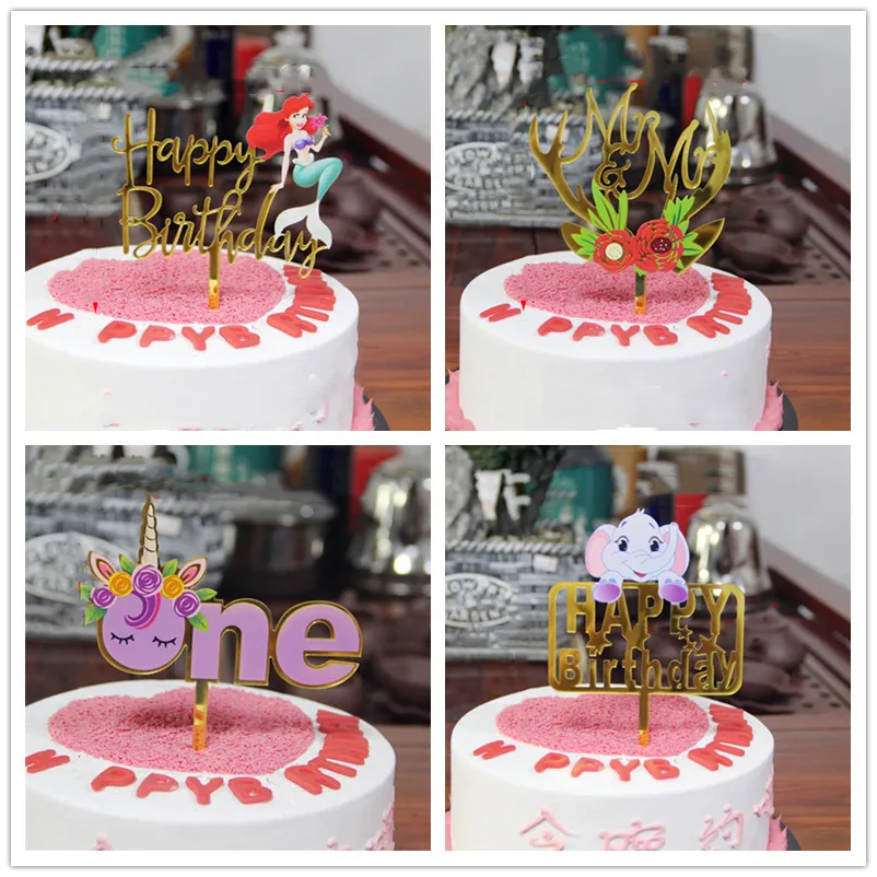 3d топпер для торта в виде слона и русалки детский любимый единорог Топпер на день