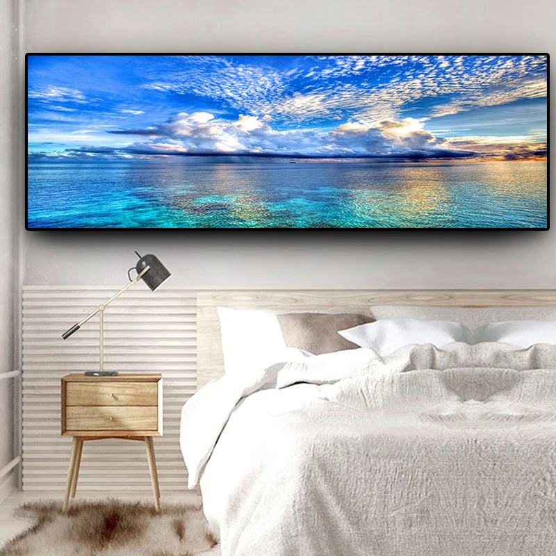 Decorative Paintings Natural Sunset Could Lake Landscape Posters and Prints Canvas Painting Mediterran Art Living Room Poster | Дом и сад