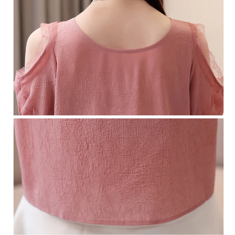 

Short Sleeve Summer Fashion Women Blouse Shirt 2020 New Chiffon Blusa Sexy Hollow Out shoulder Women Tops Bow Neck 926i7