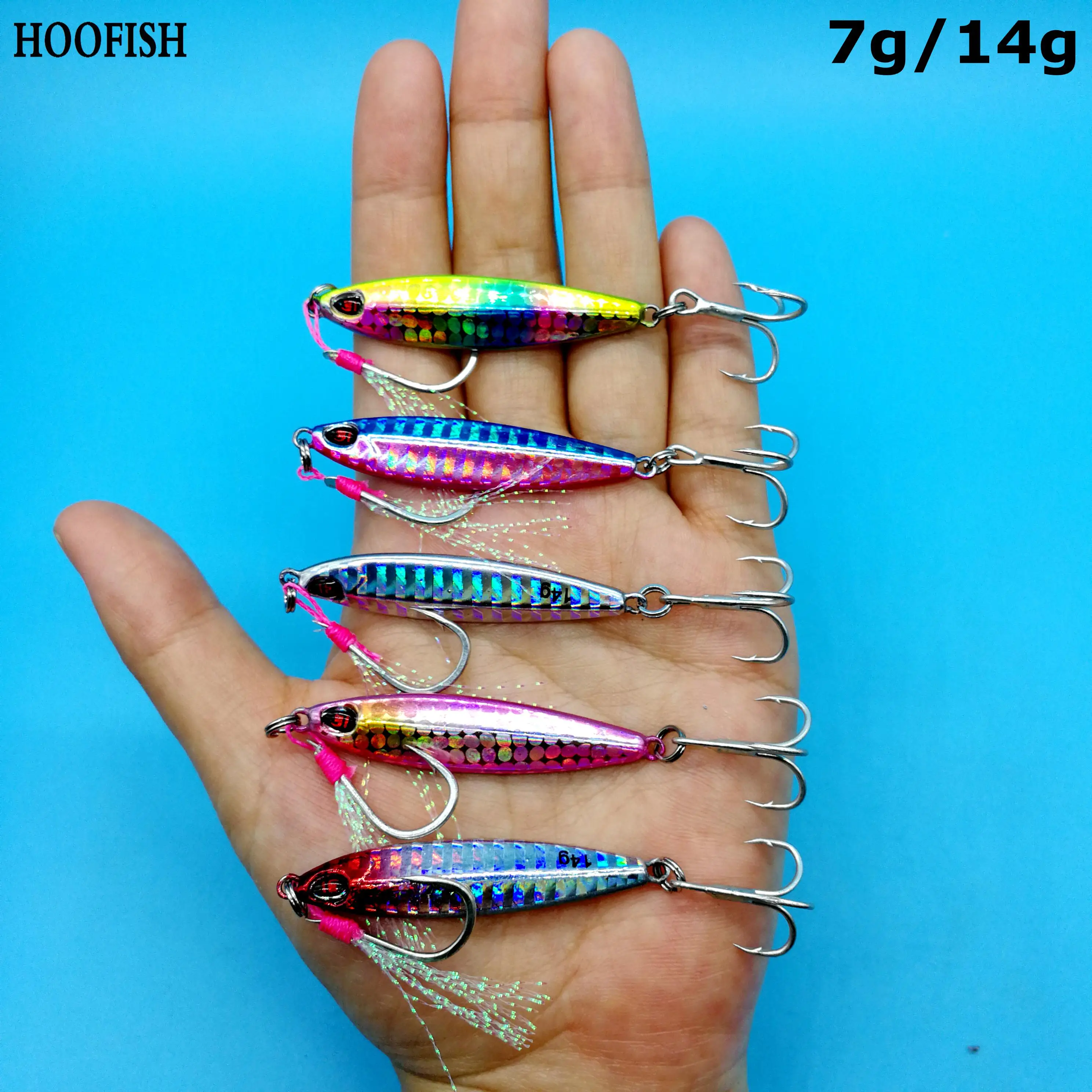 HOOFISH 10 шт./лот мини блесна приманка для ловли рыбы твердая 7g/10g/14g/21 г двойной крюк