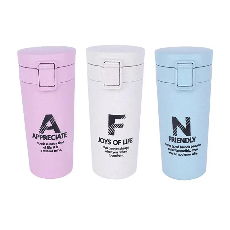

Wheat straw insulation coffee cup stainless steel Thermal mug bouncing anti-scalding tea cup fashion travel gift cup student cup