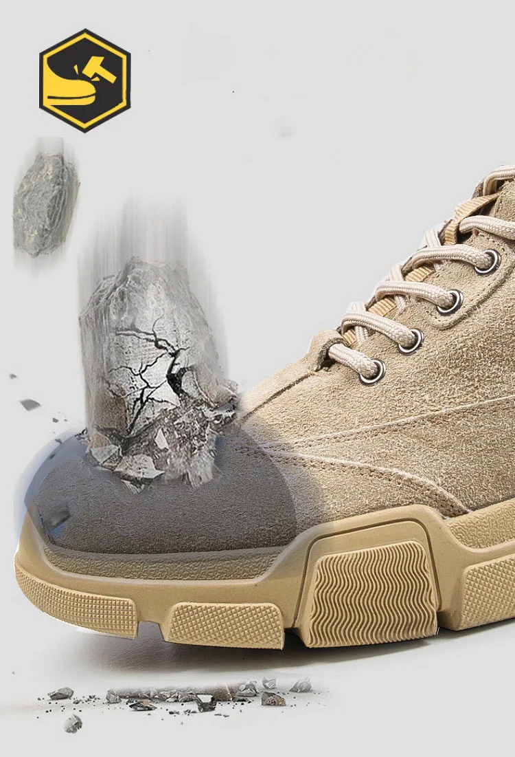 Противоскользящие рабочие защитные ботинки в стиле ретро со стальным носком Мужская удобная обувь для работы с прокалыванием Антистатическая пропитанная обувь