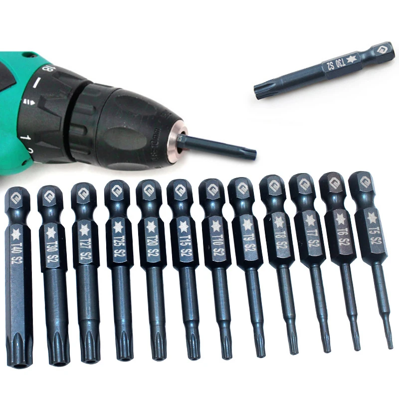 Electric 50/100mm Long 1/4 Inch Hex Shank Magnetic Torx Screwdriver Bits Set | Дом и сад