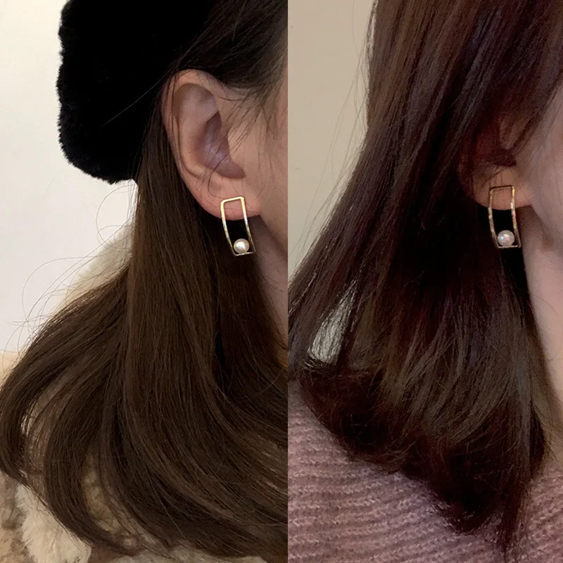 2020 модные геометрические квадратные женские жемчужные серьги в виде капель с