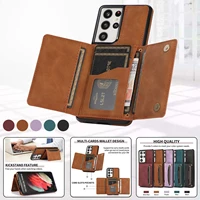 for samsung 21 ultra case foldable vegan leather wallet card holder magnetic kickstand phone cover for galaxy s22 plus note 10