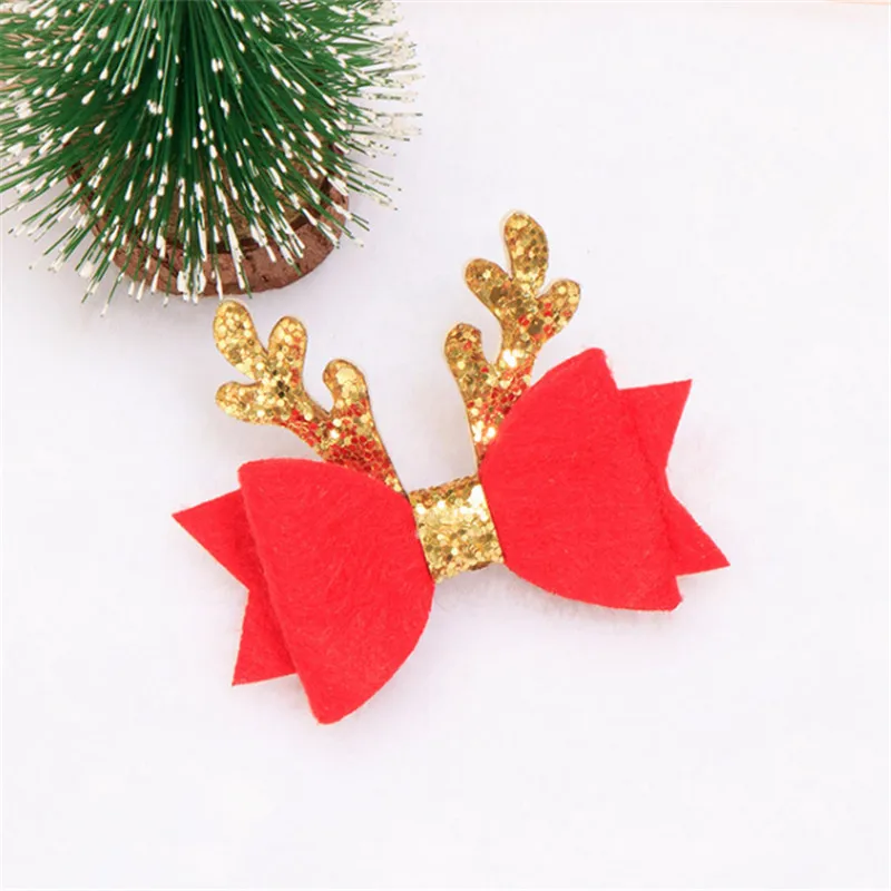 10pcs/lot New Kids Cartoon Hair Accessories Christmas Flower Pentagram High Quality Girls Clips Children Antler Bow Hairpin |