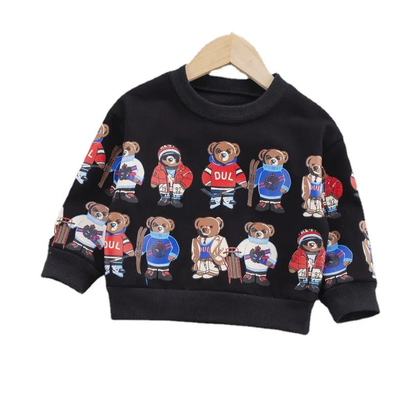 

2021 New Baby Girls Fashion Sweatshirts Spring Autumn Tops Kids Boys Cartoon Bear Long Sleeves Sweater Toddler Clothes Top