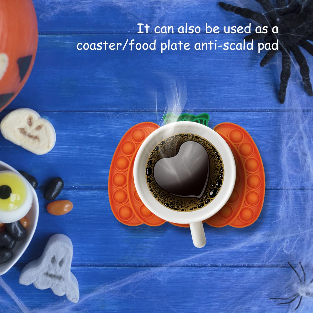 Calabaza luminosa de silicona para Halloween, juguete sensorial con burbujas, aliviador de estr&eacute;s para adultos y ni&ntilde;os, juguete antiestr&eacute;s para Autismo-2