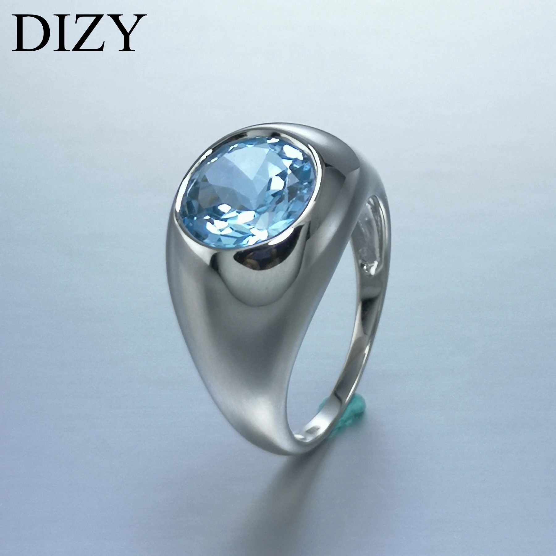 DIZY, Круглый, 4.5CT, натуральный голубой топаз, кольцо, 925 пробы, серебро, драгоценный камень, кольцо для женщин, подарок, свадебное, обручальное, ювелирное изделие