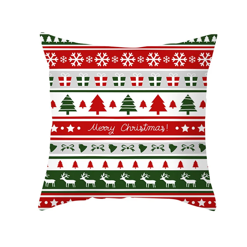 

2020 new cartoon printed Christmas pillowcase custom office sofa cushion pillowcase home wholesale