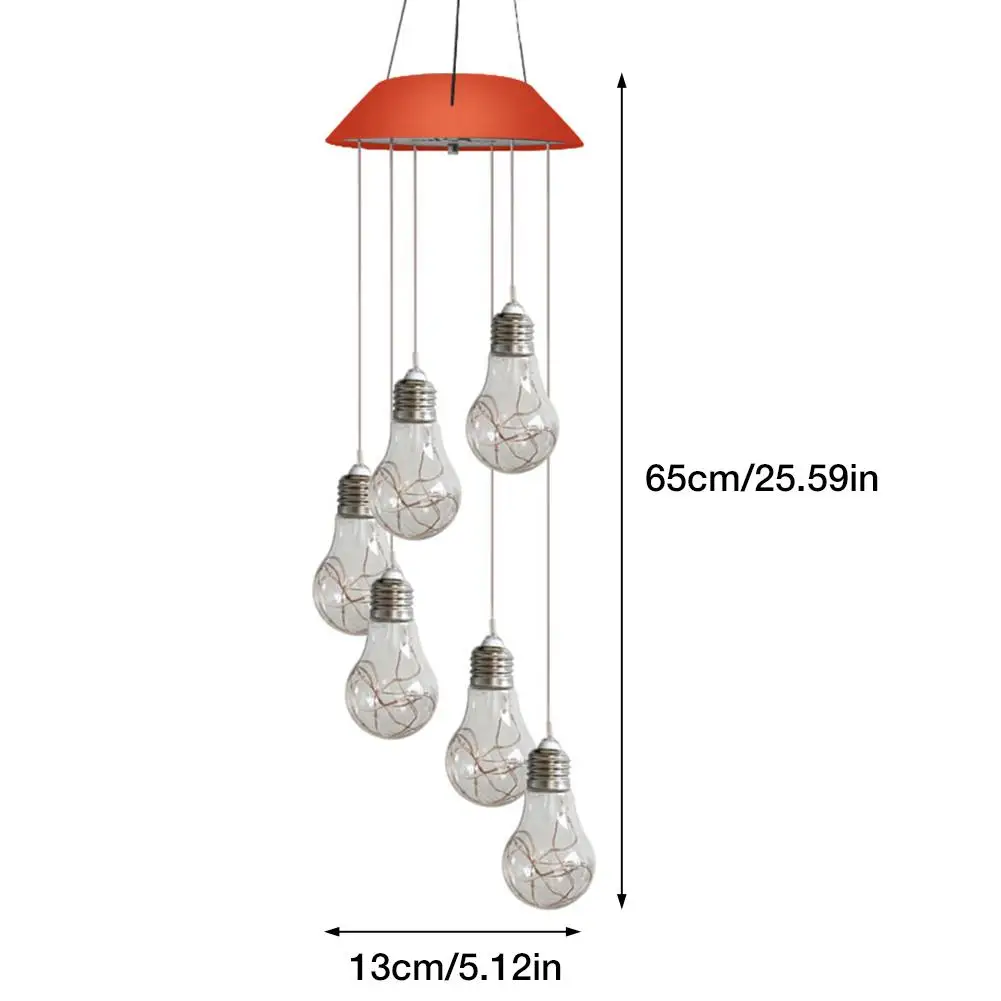 

6 Bulb Solar Wind Chime Light Durable Stable LED Wind Chimes Lamp Hanging Decoration Light For Outdoor Garden Courtyard