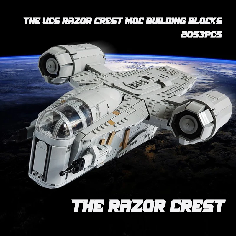 

Строительные блоки UCS Razor Crest, строительные блоки Moc, модели, Звездные игрушки, кирпичи космических войн, детские рождественские подарки