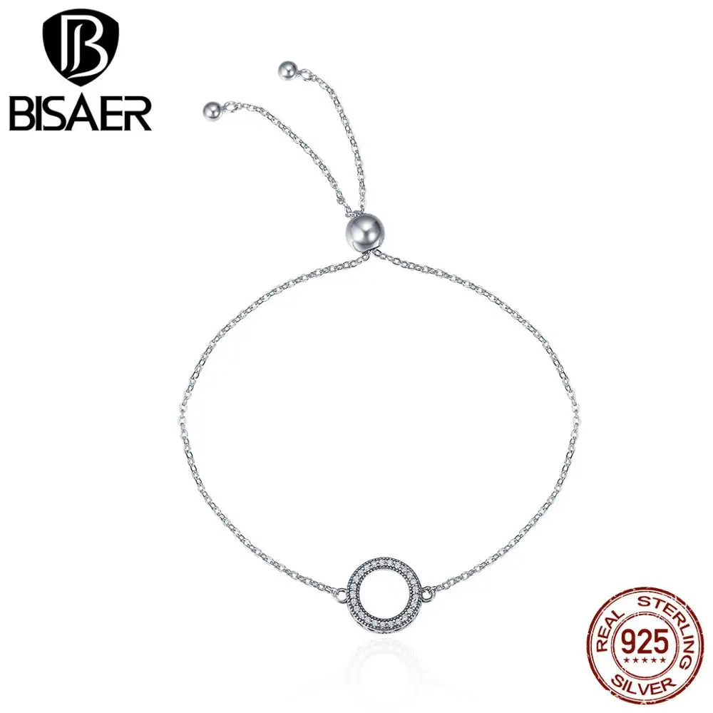 Винтажная 925 пробы Серебряная блестящая круглая круговая цепь браслеты для женщин подлинные оригинальные ювелирные изделия ECB030