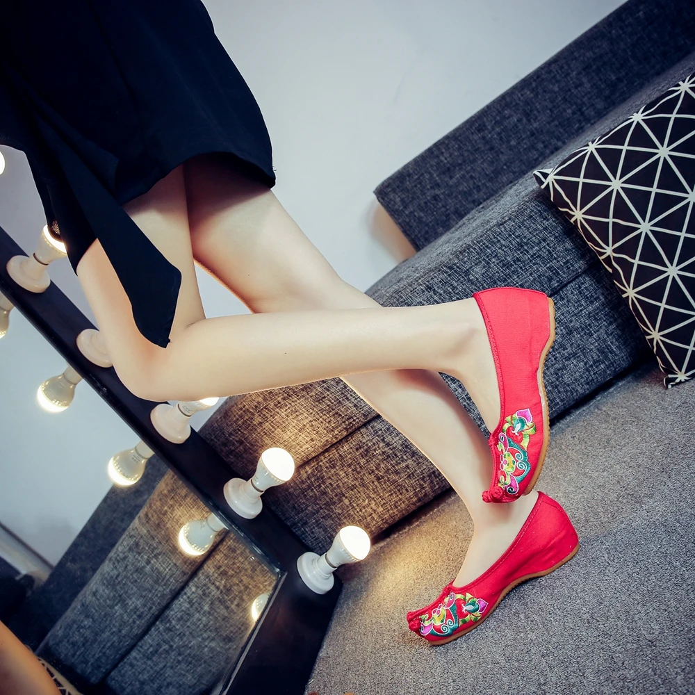 Veowalk/Женская обувь ручной работы на плоской подошве Китайская традиционная с