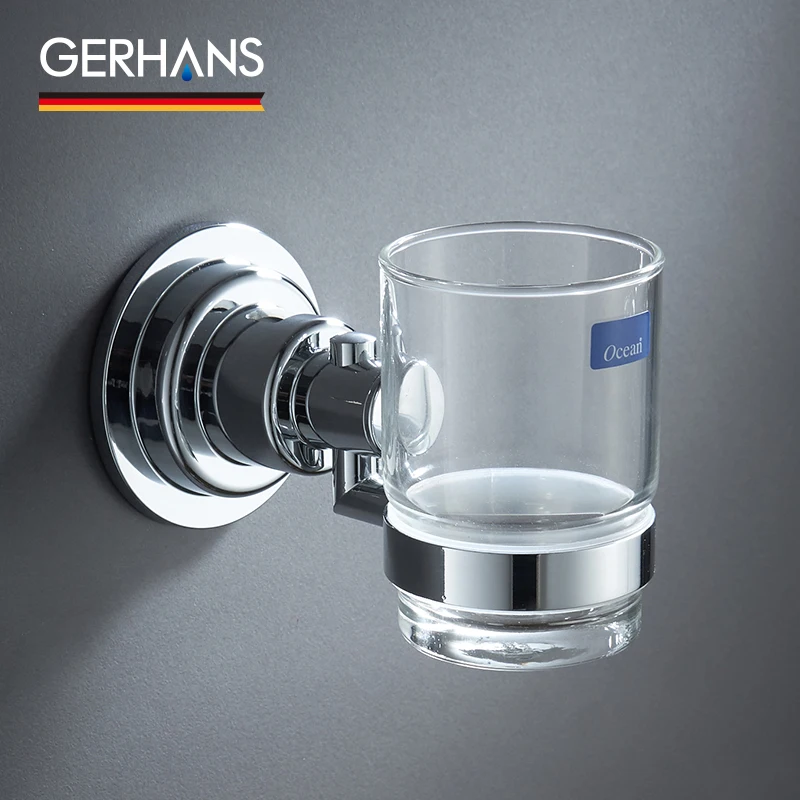 GERHANS Accessories K24006 Стакан одинарный настенный (стекло) на вакуумных присосках Цвет: