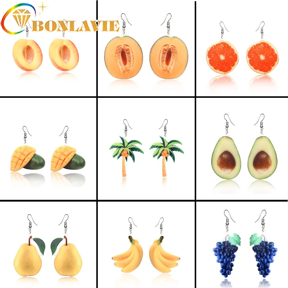 Творчески Летних Фруктов серьги прекрасная с подвесками в виде милых акриловых