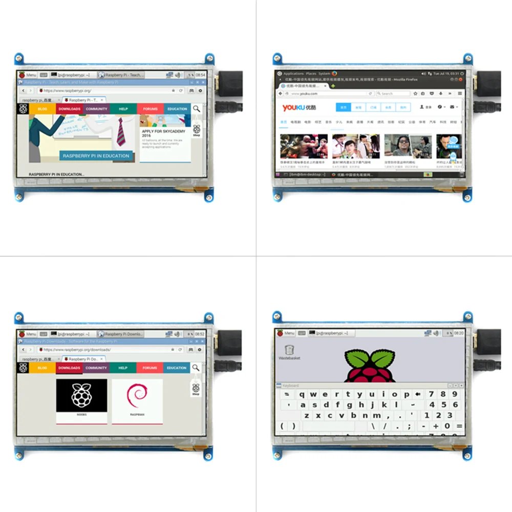 7,0 ''Raspberry Pi3 дисплей емкостный сенсорный экран HDMI HD lcd TFT 1024X600 800x480 монитор для Raspberry Pi 2B B pcduwin8
