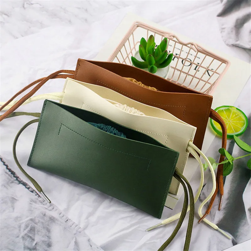 

2021new Double Layers Drawstring Pu Leather Sunglasses Case Protable Sunglasses Protector Bag Glasses Case Eyewear Accessories