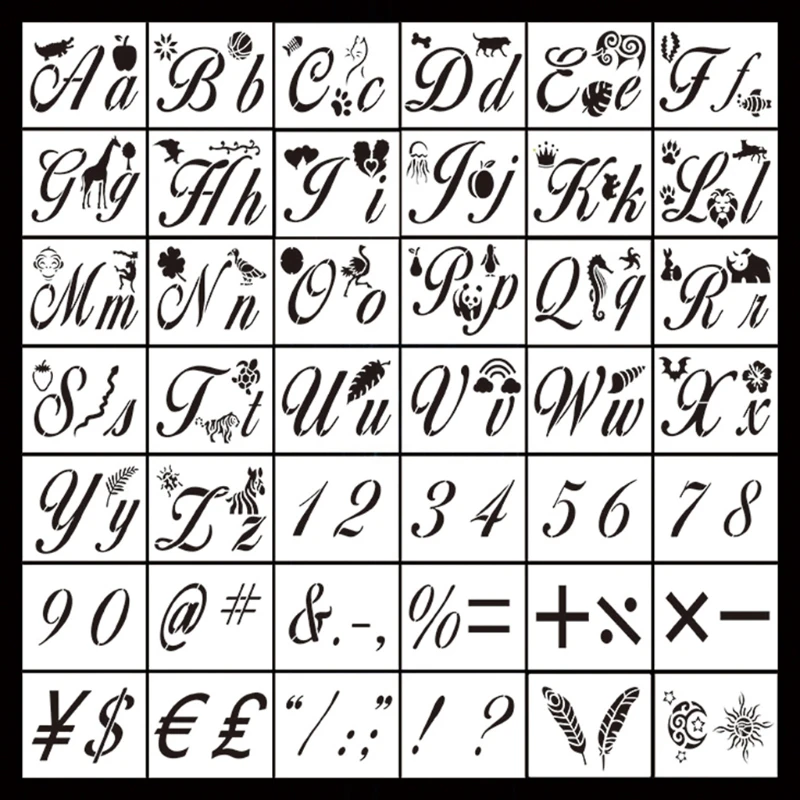 

42pcs/set Alphabet Number DIY Painting Drawing Stencil Templates Decoration Art N0HC