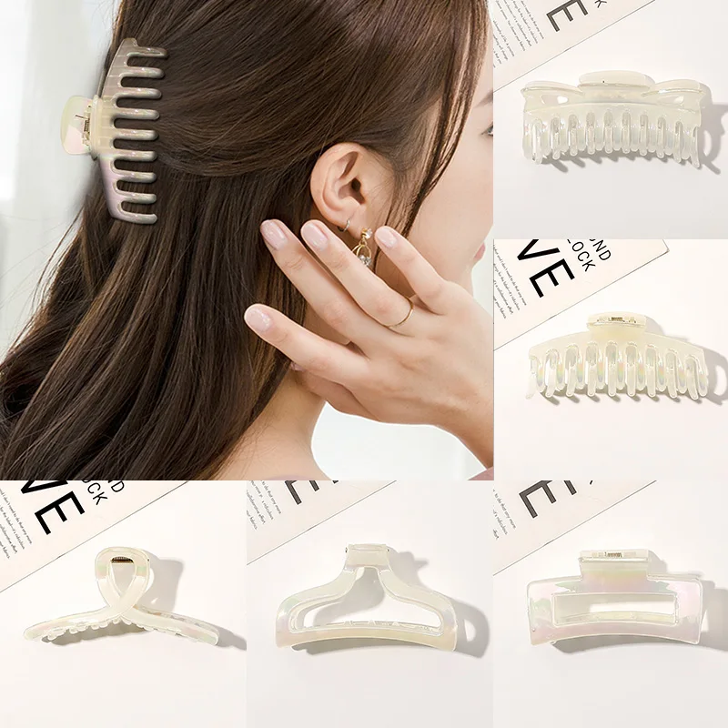 

Korea Acrylic Clamp Back Head Hairpin French Retro Mermaid Color Hair Claw Headdress Hairpin Female Cross-border Shark Clip