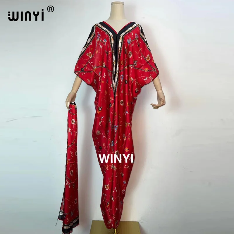 Middle East 2021 dames Boho Maxi Floral Summer long Sleeve robe foulard Holiday Beach Sundress Party evening sexy long Dress