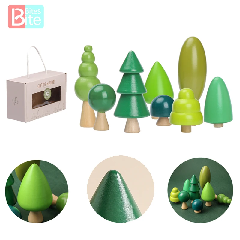 

8PCS Children's Forest Trees Wooden Building Blocks Montessori Wooden Blocks Baby Grasping DIY Creative Toys Room Decoration