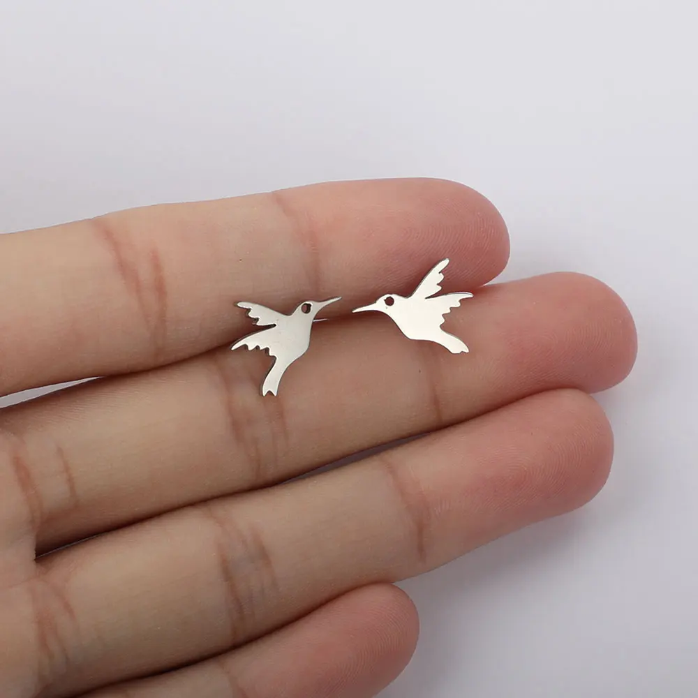 100% 316L Stainless Steel Night Owl Humming Bird Swallow Stud Earring for Women Simple Jewelry Dropshipping | Украшения и
