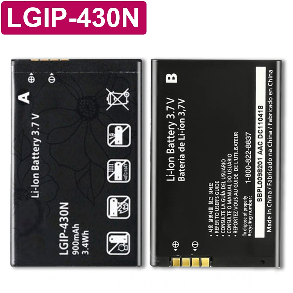 LGIP 430N Батарея для LG печенья свежий GS290 GW300 LX290 LX370 MT375 GM360 поставить номер