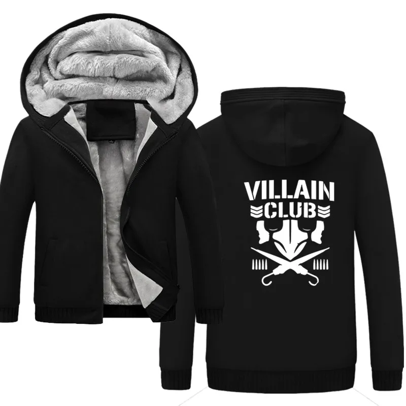 

2021 Marty scurll villain club Men Fleece Warm Hoodies Jacket 2019 Autumn Winter Hooded Sweatshirt Male Pocket Coat Plus Size