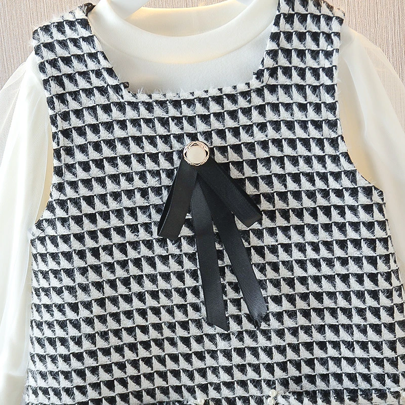 2 шт. клетчатое платье с длинным рукавом вечерние осень/зиму | Детская одежда и