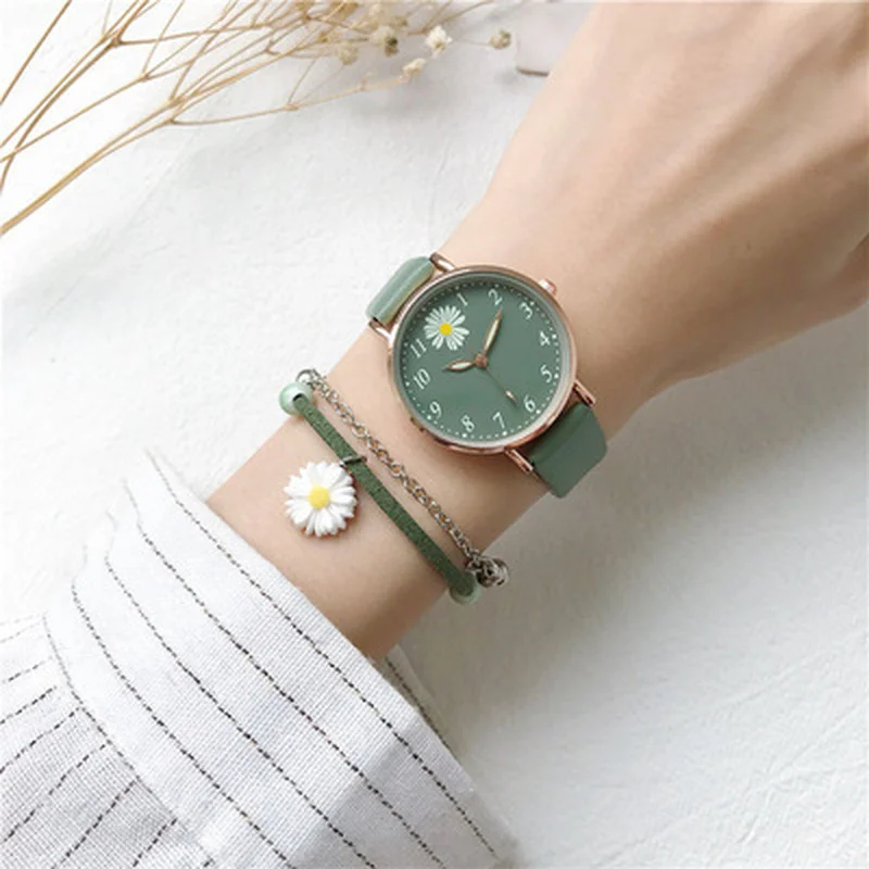 

2021 Hot Sale Women's Daisy Flowers Nylon Band Watches Ladies Casual Round Analog Quartz Wristwatches Women Watches Clock