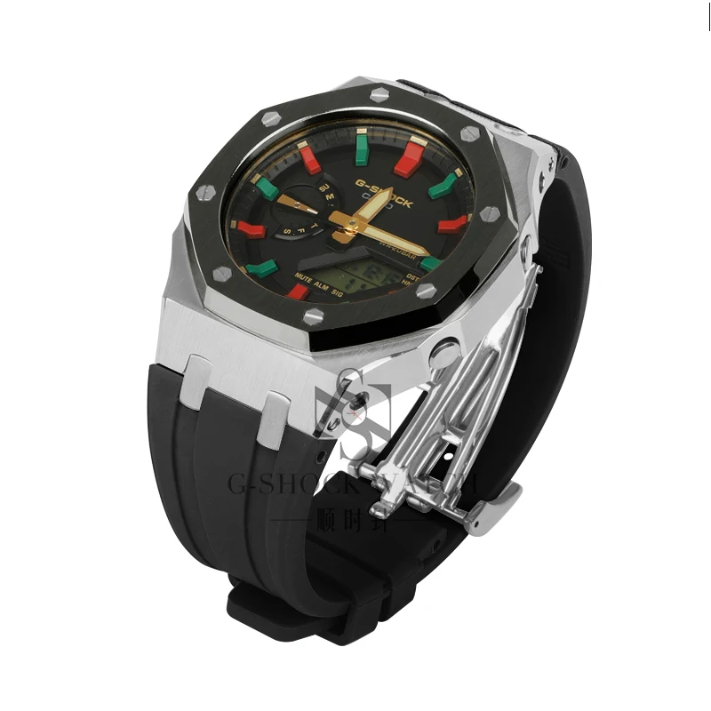 AP Metal Case Bezel for Casio G Shock GA2100 Watchband Rubber strap G-shock GA2110 GA-2100-1A GA-2100 Mens Watch Accessories | Электроника